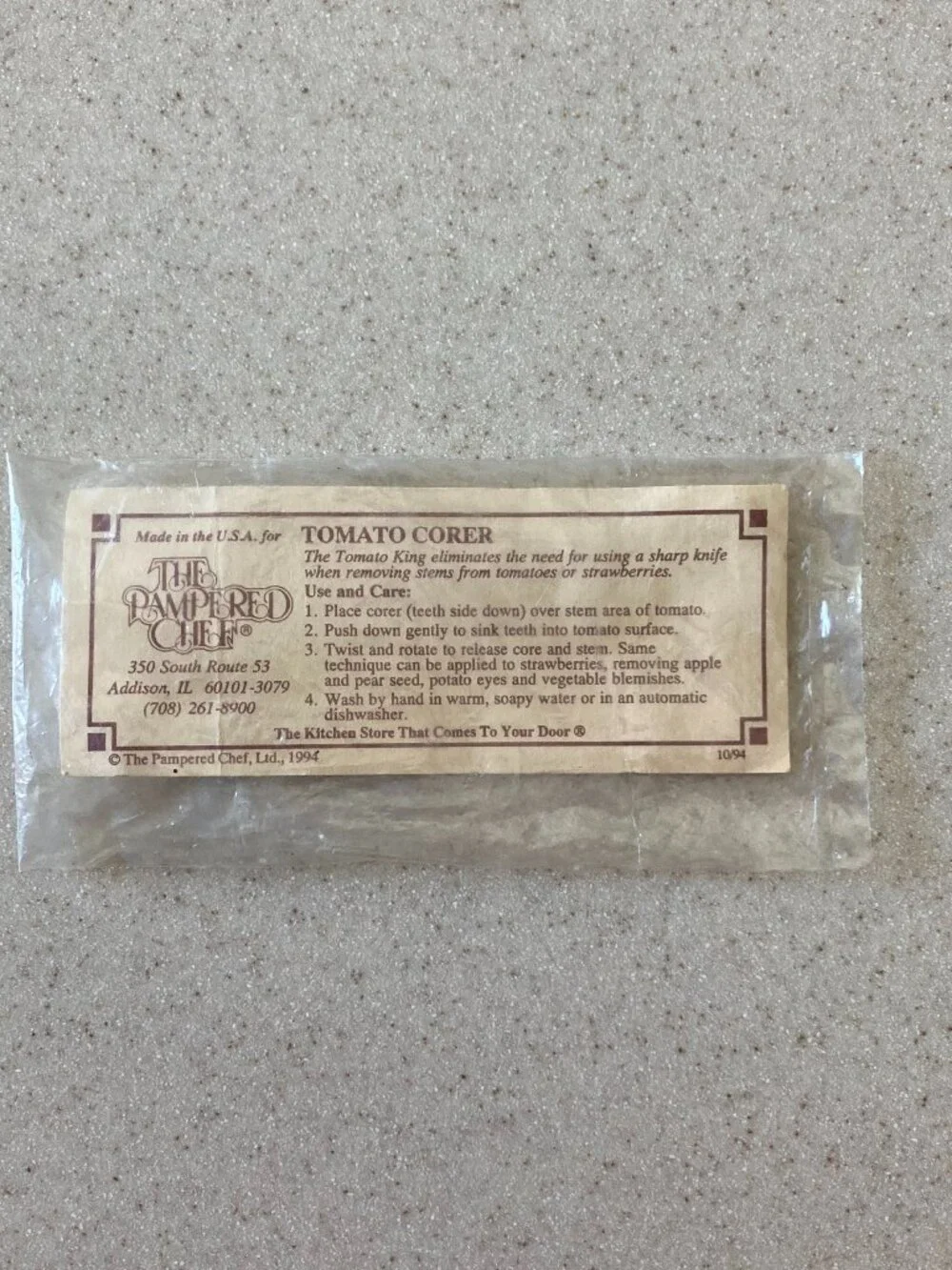 NIP The Pampered Chef Tomato Corer Strawberry Corer Vintage 1994 Made in USA